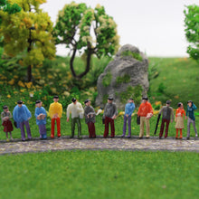Load image into Gallery viewer, 100 pcs Miniature Standing Seated Passenger People Man Woman 1:87 Figure HO TT Scale Models Train Railway Scene Accessories Diorama Supplies