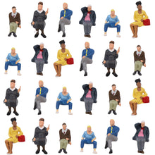 Load image into Gallery viewer, 24 pcs Miniature Seated Passenger People Man Woman Office Worker 1:43 Figure O Scale Models Train Railway Scene Accessories Diorama Supplies