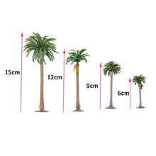 Load image into Gallery viewer, 4 pcs Mixed Miniature Coconut Palm Tree Model Train Railway Accessories DIY Scenery Fairy Garden Landscape Terrarium Diorama Craft Supplies