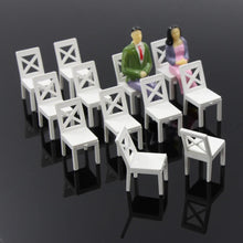 Load image into Gallery viewer, 12pcs 1:25 G Scale Miniature Unpainted White Chairs Model Furniture for Railway Diorama Scene Layout DIY Craft
