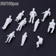 Load image into Gallery viewer, 50/100pcs 1:75 Unpainted Miniature People Figures for HO Diorama, Railway Layouts, Architectural Models, Sand Table Scene Crafts