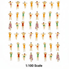 Load image into Gallery viewer, 50pcs Miniature Swimming Figures 1:100 Scale Painted Model People for Diorama Architecture Layout