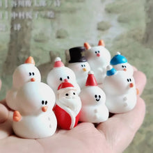 Load image into Gallery viewer, 9pcs Mini Christmas Snowman Figurines Cute Winter Miniatures for Fairy Garden, Dollhouse, Terrarium, Bonsai, DIY Crafts & Holiday Decor