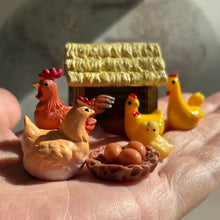 Load image into Gallery viewer, 10pcs Mini Chick Family Resin Figurines, Cute Farm Animal Miniatures for Fairy Garden, Dollhouse, Terrarium, Bonsai, DIY Crafts & Décor