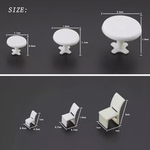 Load image into Gallery viewer, Unpainted Miniature Table & Chairs Set, 1:100 Scale Dollhouse Furniture Supplies (5pcs)