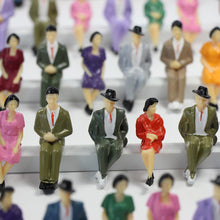 Load image into Gallery viewer, 48 pcs Miniature Seated Passenger Sitting People 1:30 Figure G Scale Model Train Railway Scene Landscape Accessories Diorama Supplies