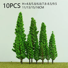 Load image into Gallery viewer, 10pcs Miniature Pine Trees – 1:100 Scale Model Train Layout, Fairy Garden