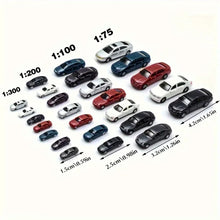Load image into Gallery viewer, Miniature Model Cars Set, Assorted Colors, Scales 1:75-300 for Dioramas, Railway Scenes