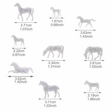 Load image into Gallery viewer, 100 pcs Miniature Horse Farm Animal Unpainted Figures 1:87 Models HO Scale Garden Landscape Scenery Layout Accessories Diorama Supplies