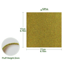 Load image into Gallery viewer, 12 pcs 17cm Miniature Yellow Green Grass Lawn Mat Model Railway Layout Accessories DIY Landscape Dollhouse Terrarium Diorama Craft Supplies