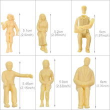 Load image into Gallery viewer, 18 pcs Miniature Sitting Seated Passenger People 1:25 Unpainted Figure G Scale Model Railway Scenery Layout Accessories Diorama Supplies