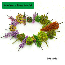 Load image into Gallery viewer, 30 pcs Mixed Miniature Colorful Tree Model HO Scale Sand Table Train Railway Scene Fairy Garden Landscape Terrarium Diorama Craft Supplies
