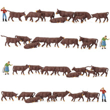Load image into Gallery viewer, 36pcs Miniature Brown Cow Figures, HO Scale 1:87 Animals, Model Train Diorama Supplies