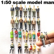Load image into Gallery viewer, 28pcs Miniature People Figures Passengers 1:50 for Diorama, Railway Layout, Train Model Scenery