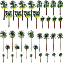 Load image into Gallery viewer, 19pcs Miniature Palm Tree Mixed Sizes 7-15cm for Diorama Railway Layout Tropical Model Landscape