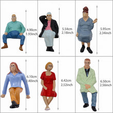 Load image into Gallery viewer, 6pcs Miniature Seated People Figures 1:25 Scale for DIY Diorama & Model Train Scenery