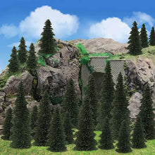 Load image into Gallery viewer, Miniature Pine Tree Models Green | Mixed Sizes Model Trees | Railway Diorama Craft Supplies