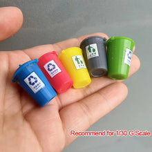 Load image into Gallery viewer, 5pcs Miniatures Plastic Round Garbage Bins 1/30 G Scale Trash Can Model Set for Diorama Scenery Railway Layout Building and Sand Table
