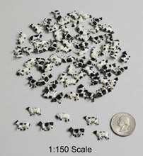 Load image into Gallery viewer, Miniature Dairy Cow Models 1:150 Scale, N Scale Farm Animals, Model Railway Diorama Supplies (60pcs)