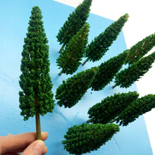 Load image into Gallery viewer, 10 pcs Miniature Sequoia Tree 1:87 Scale Models Train Railway Accessories Forest Fairy Garden Landscape Terrarium Diorama Craft Supplies