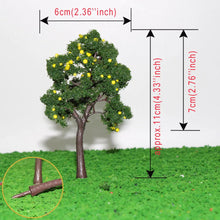 Load image into Gallery viewer, 10 pcs 11cm Miniature Green Tree with RedYellow Fruit O Scale 150 Models Railway Accessories Forest Fairy Garden Terrarium Craft Supplies
