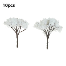 Load image into Gallery viewer, 10 pcs 6.5cm Miniature White Flowering Wire Tree Model Railway Layout Accessories DIY Landscape Dollhouse Terrarium Diorama Craft Supplies