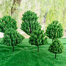 Load image into Gallery viewer, 100 pcs Mixed 3-12cm Miniature Green Model Trees for Dioramas, Railway Scenery, Sand Table, DIY crafts, and Architectural Layouts
