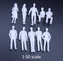 Load image into Gallery viewer, Unpainted Miniature People Figures 1:50 O Scale Model Railway Diorama Craft Supplies (20pcs)
