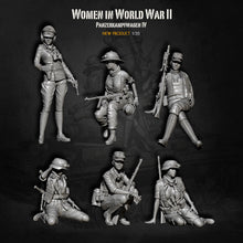 Load image into Gallery viewer, WWII Female German Tank Crew Soldier 6 People Unpainted Resin Figure 1/35 Scale Unassembled Model