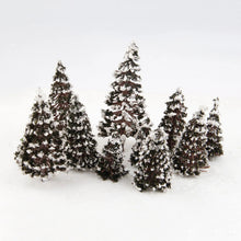 Load image into Gallery viewer, 16 pcs Mixed Miniature Snow Cedar Trees Models Train Railway Accessories Forest Fairy Garden Landscape Terrarium Diorama Craft Supplies