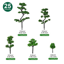 Load image into Gallery viewer, 25pcs Miniature Model Trees Set for Railway Diorama Scenery HO Scale Landscape Train Layout
