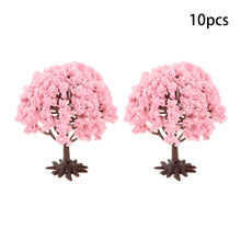 Load image into Gallery viewer, 10 pcs 8cm Miniature Cherry Blossom Tree Models Train Railway Layout Accessories DIY Landscape Dollhouse Terrarium Diorama Craft Supplies
