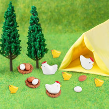 Load image into Gallery viewer, 28pcs Mini Chick Hen Family Resin Figurines with Eggs and Nests, Farm Animal Miniatures for Fairy Garden, Easter, Terrarium & DIY Crafts
