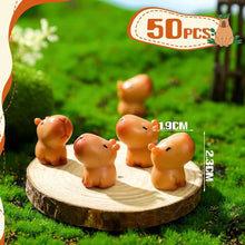 Load image into Gallery viewer, 50pcs Mini Capybara Resin Figurines for Fairy Garden, Diorama, Aquarium, Dollhouse, Cake Decor, Animal Crafts, DIY Miniature Landscape