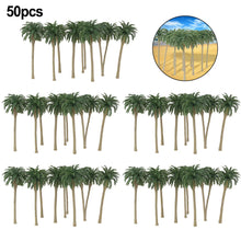 Load image into Gallery viewer, 50 pcs 7cm Miniature Coconut Palm Tree Models N HO Scale Railway Layout Accessories DIY Landscape Dollhouse Terrarium Diorama Craft Supplies