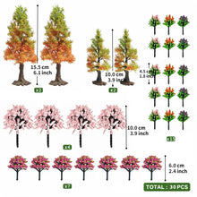 Load image into Gallery viewer, 30pcs Mixed Miniature Autumn Flowering Model Trees for Dioramas, Railway Scenery, Landscape Craft Supplies