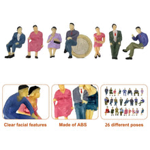 Load image into Gallery viewer, 50pcs Miniature People Seated Passenger Figures 1:43 Scale for Model Railway Diorama Layout
