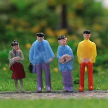 Load image into Gallery viewer, 100 pcs Miniature Standing Seated Passenger People Man Woman 1:87 Figure HO TT Scale Models Train Railway Scene Accessories Diorama Supplies