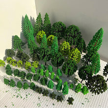 Load image into Gallery viewer, Miniature Plastic Model Trees Set β Mixed Sizes 4β15cm β Diorama & Railway Scenery Craft Supplies (70pcs)
