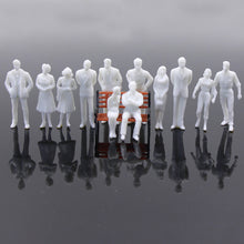 Load image into Gallery viewer, 100 pcs Miniature Standing Passenger Seated People 1:50 Unpainted Figure O Scale Model Railway Scenery Layout Accessories Diorama Supplies