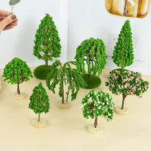 Load image into Gallery viewer, Miniature Green Tree Model with Base Train Railway Accessories DIY Scenery Fairy Garden Landscape Dollhouse Terrarium Diorama Craft Supplies