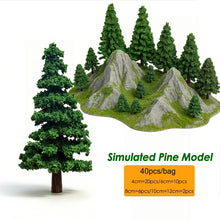Load image into Gallery viewer, 40pcs Miniature Pine Trees Model 4–12cm for Railway Scenery, Diorama Landscape Supplies