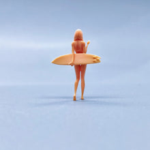 Load image into Gallery viewer, Surfboard Girl Miniature Unpainted Figure 1/64 1/50 1/43 1/35 1/24 1/18 Scale Model Scene Layout Accessories Diorama Supplies