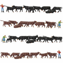 Load image into Gallery viewer, 36 pcs Miniature Shepherd Black Brown Cow Animal 1:87 Figures HO Scale Models Garden Scenery Landscape Layout Accessories Diorama Supplies