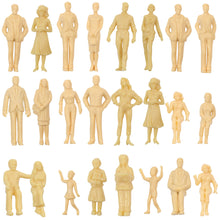 Load image into Gallery viewer, 24pcs Unpainted Miniature People Figures 1:25 Scale Model Railway Scenery Supplies