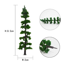 Load image into Gallery viewer, 10pcs Miniature Pine Trees 8.5cm, HO Scale Model Scenery for Diorama Railway Landscapes