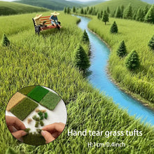 Load image into Gallery viewer, Miniature Static Grass Tufts 10mm, Hand-Tear Mat, Model Railroad Scenery, Diorama, Fairy Garden Supply
