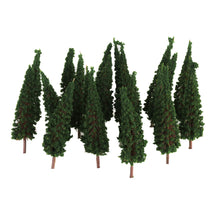 Load image into Gallery viewer, 50 pcs Miniature Dark Green Pagoda Trees 1:100 Models Railway Accessories Forest Fairy Garden Landscape Terrarium Diorama Craft Supplies