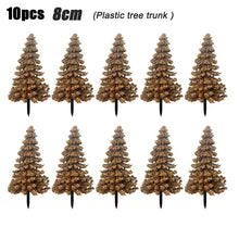 Load image into Gallery viewer, 10pcs Miniature Pine Trees 4-12cm, HO OO Scale for Model Train Scenery, Diorama Projects.