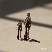 Load image into Gallery viewer, Miniature Scooter Girl People Unpainted Figure 1/87 1/64 Model Street Building Landscape Scenery Layout Accessories Diorama Supplies